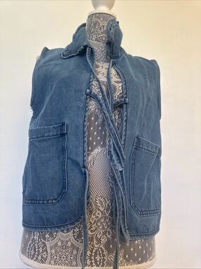 Blue Denim Utility Vest - Women's Jacket & Coat